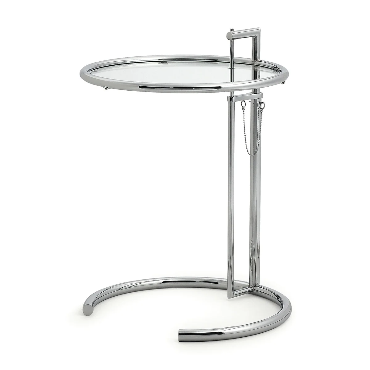 ClassiCon - Table ajustable E1027, chrome / verre de cristal