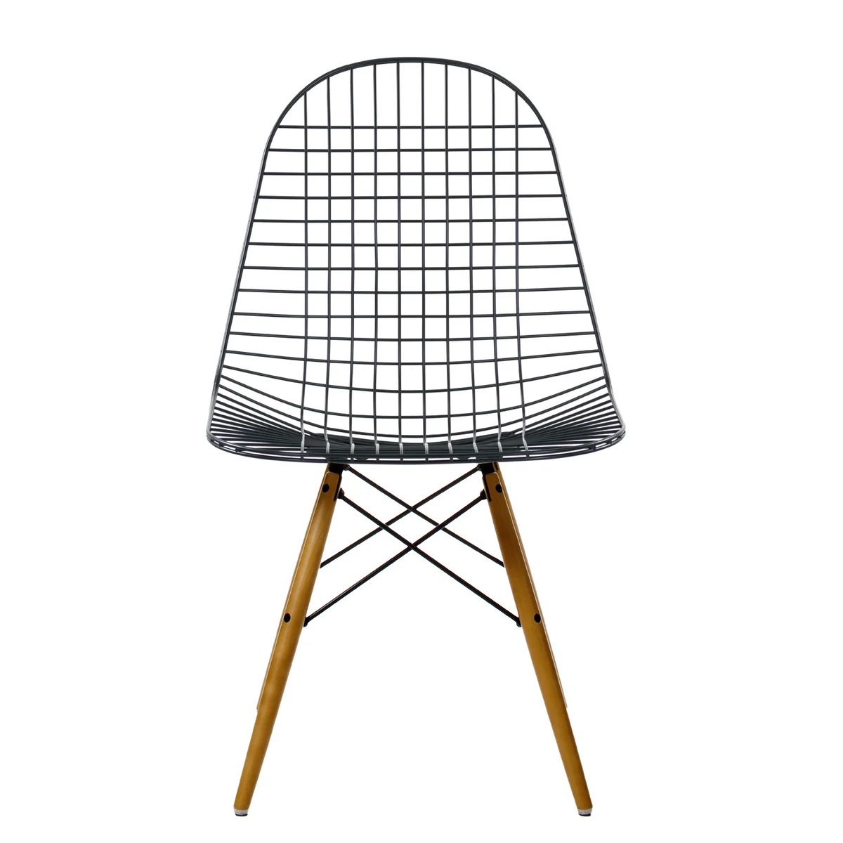 Vitra - Chaise Eames DKW, Basic Dark / structure érable jaunâtre, patins en feutre (sans coussin)