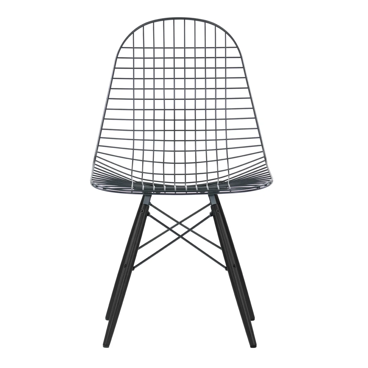Vitra - Chaise Eames DKW, Basic Dark / structure érable noir, patins en feutre (sans coussin)