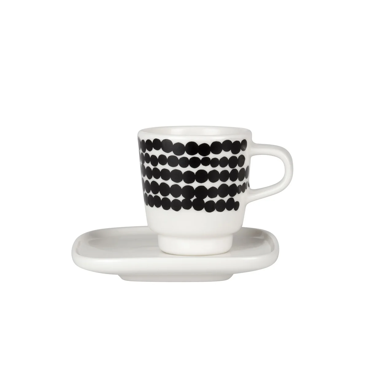 Marimekko - Tasse à expresso avec sous-tasse Oiva Räsymatto, blanc/noir Marimekko - Tasse à expresso avec sous-tasse Oiva Räsymatto, blanc/noir