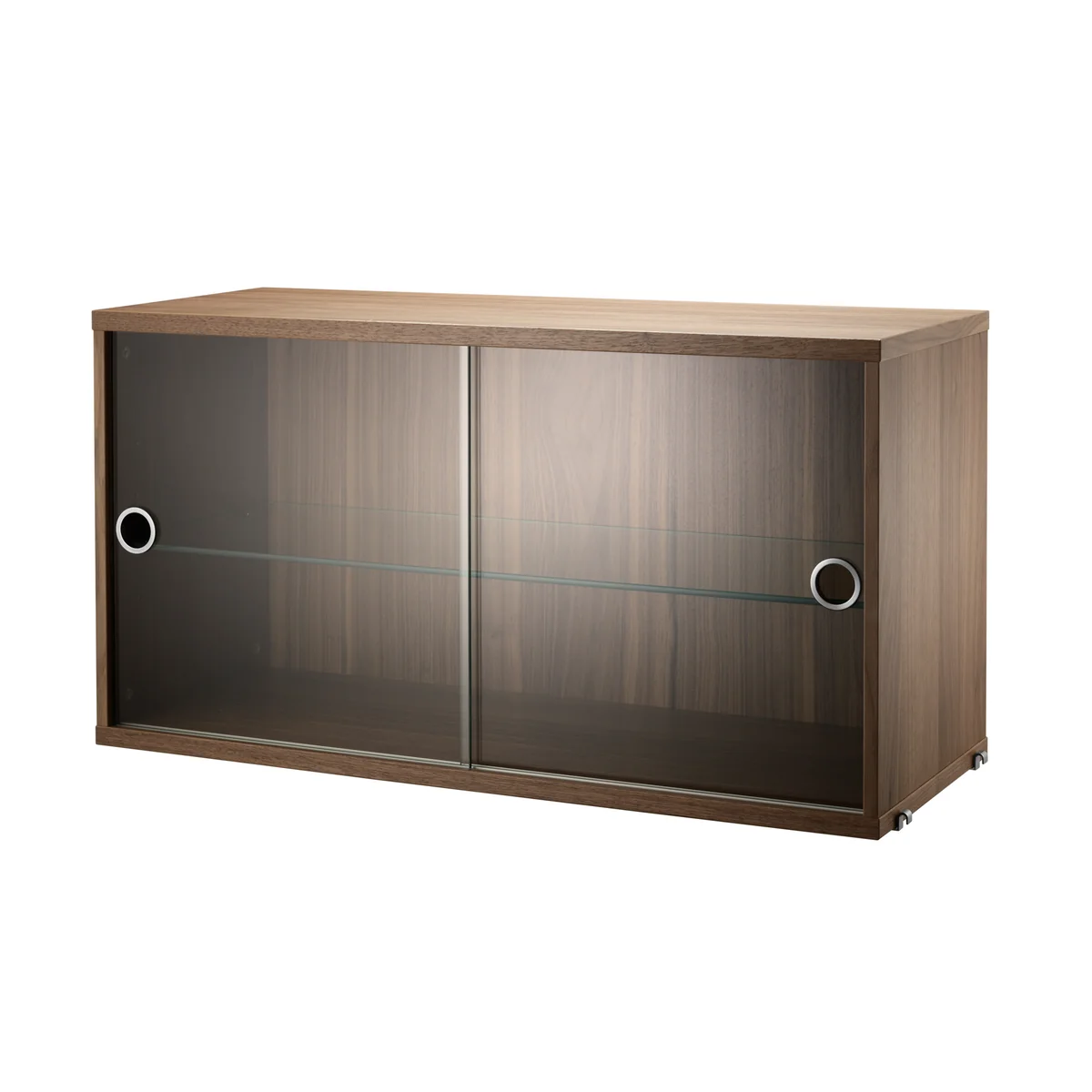 String - Armoire vitrine avec portes coulissantes en verre 78 x 30 cm, noyer String - Armoire vitrine avec portes coulissantes en verre 78 x 30 cm, noyer
