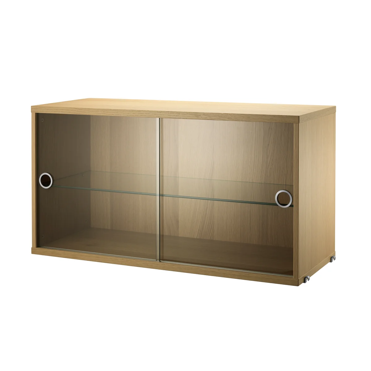 String - Armoire vitrine avec portes coulissantes en verre 78 x 30 cm, chêne String - Armoire vitrine avec portes coulissantes en verre 78 x 30 cm, chêne