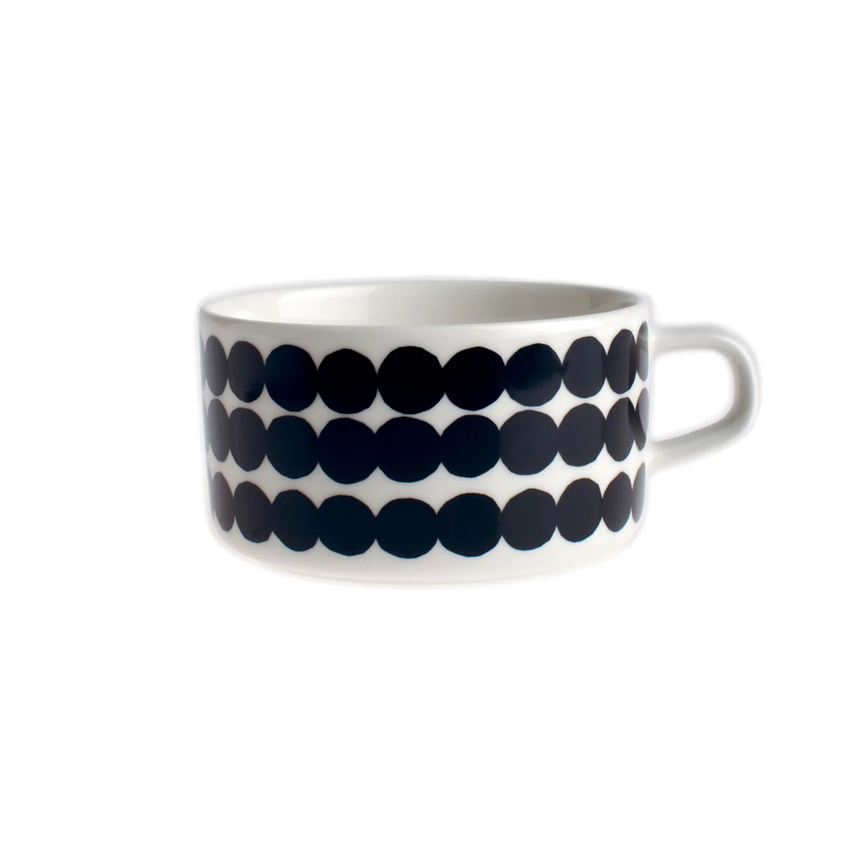 Marimekko - Tasse à thé avec anse Oiva Siirtolapuutarha, blanc/noir