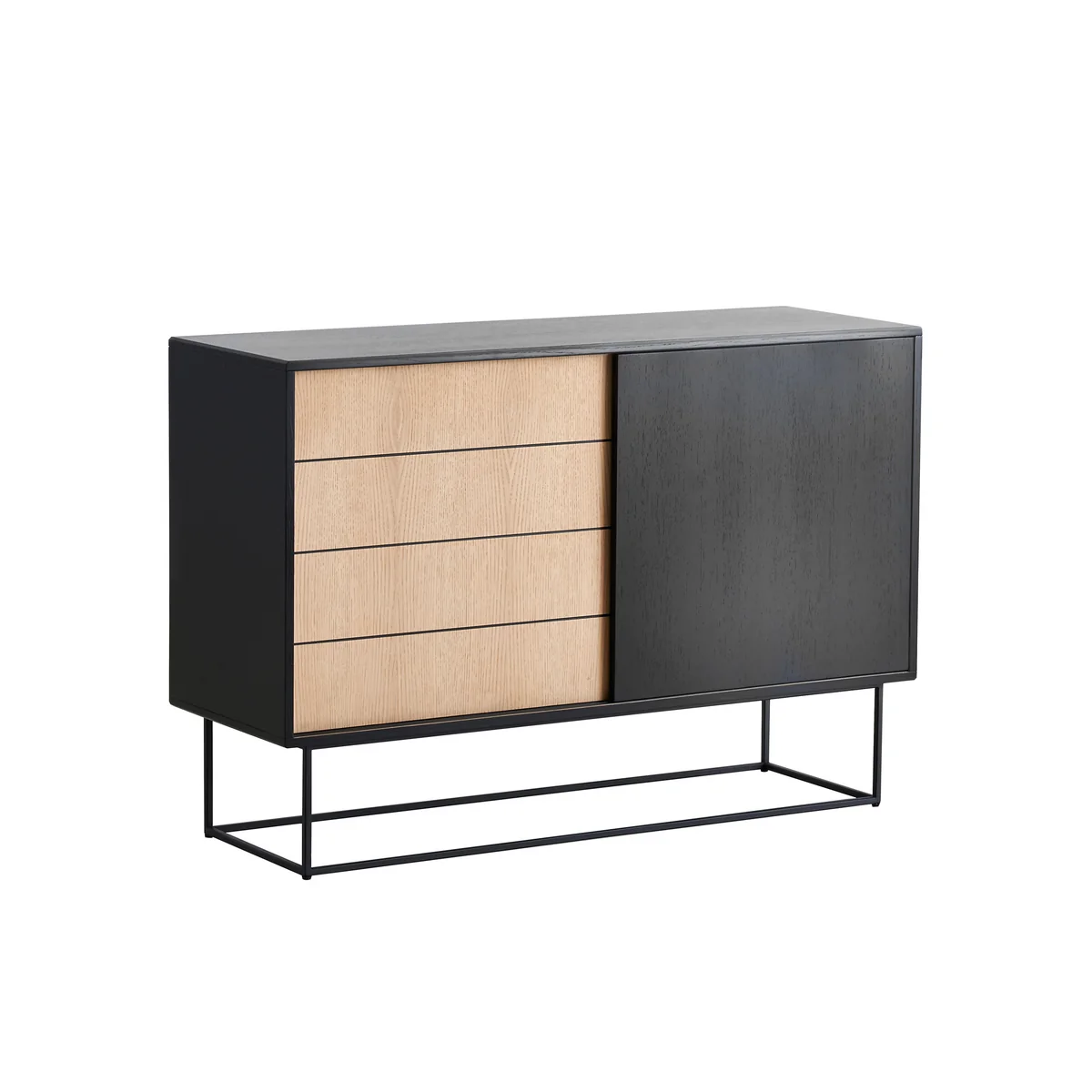 Woud - Virka Sideboard haut, chêne noir / savonné Woud - Virka Sideboard haut, chêne noir / savonné