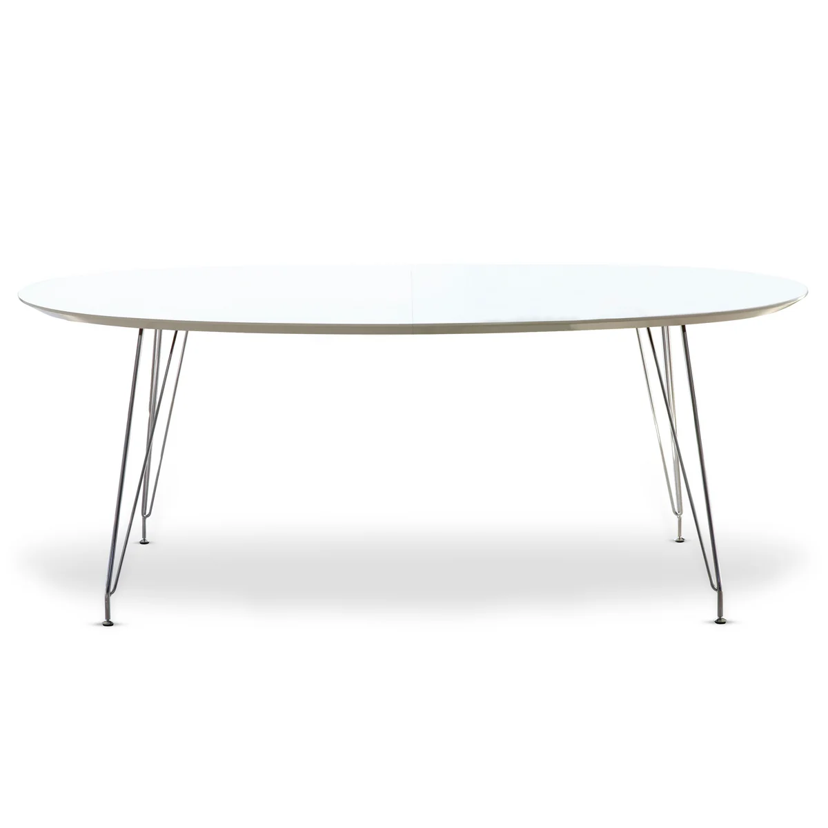 Andersen Furniture - DK10 Table à rallonge ovale, chromée / blanche