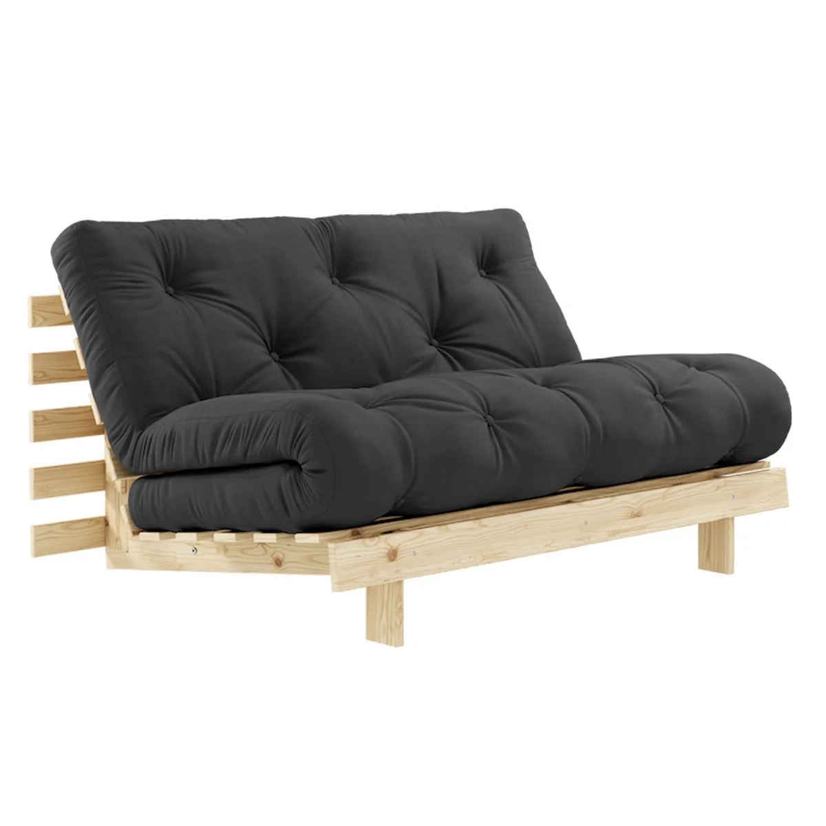 Karup - Roots Canapé-lit, 140 x 200 cm, pin naturel / gris foncé (734)