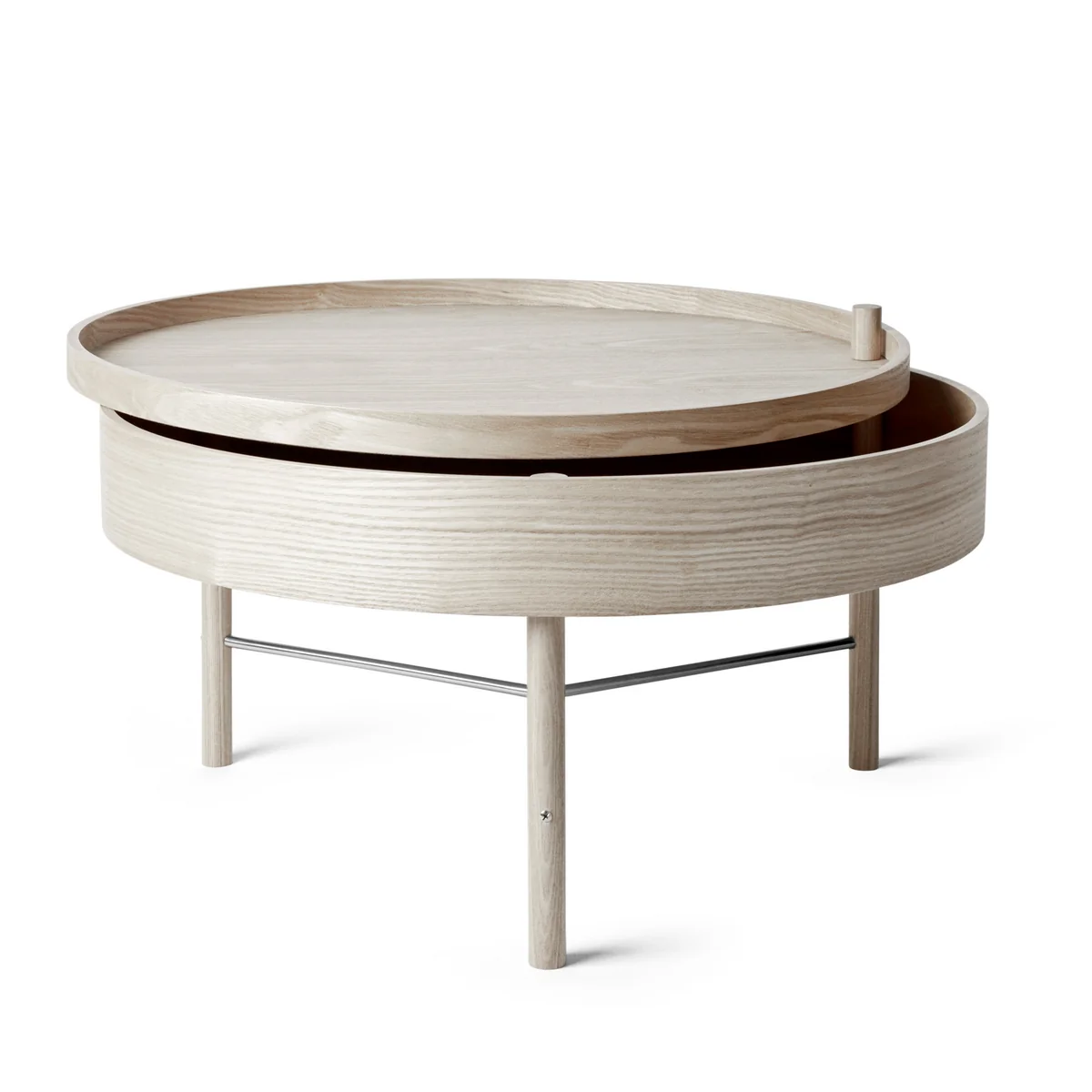 Audo - Table d'appoint Turning Table, chêne blanc / pieds chromés noirs