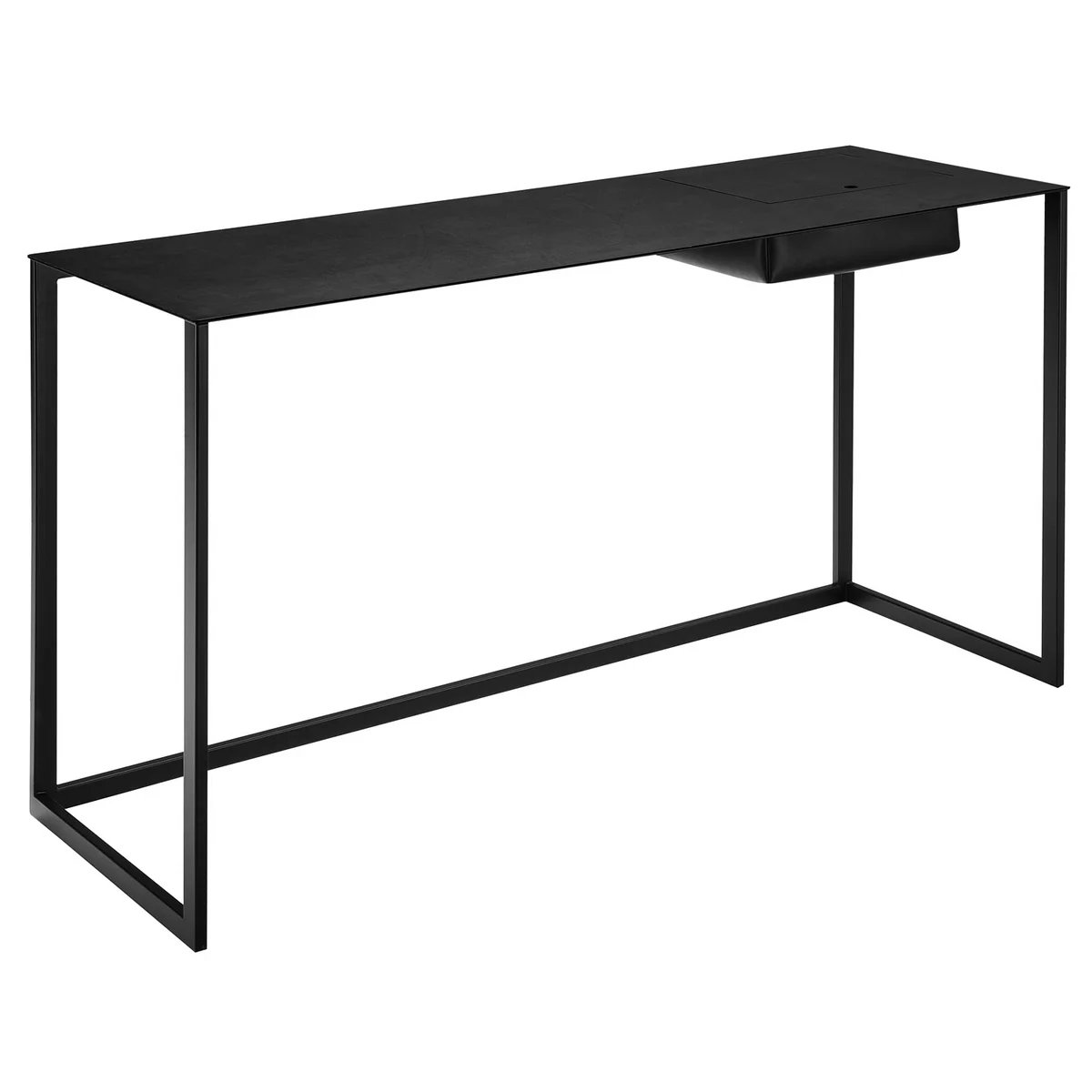 Zanotta - Bureau Calamo, structure : acier laqué noir, plateau : 801 en cuir pigmenté noir Zanotta - Bureau Calamo, structure : acier laqué noir, plateau : 801 en cuir pigmenté noir