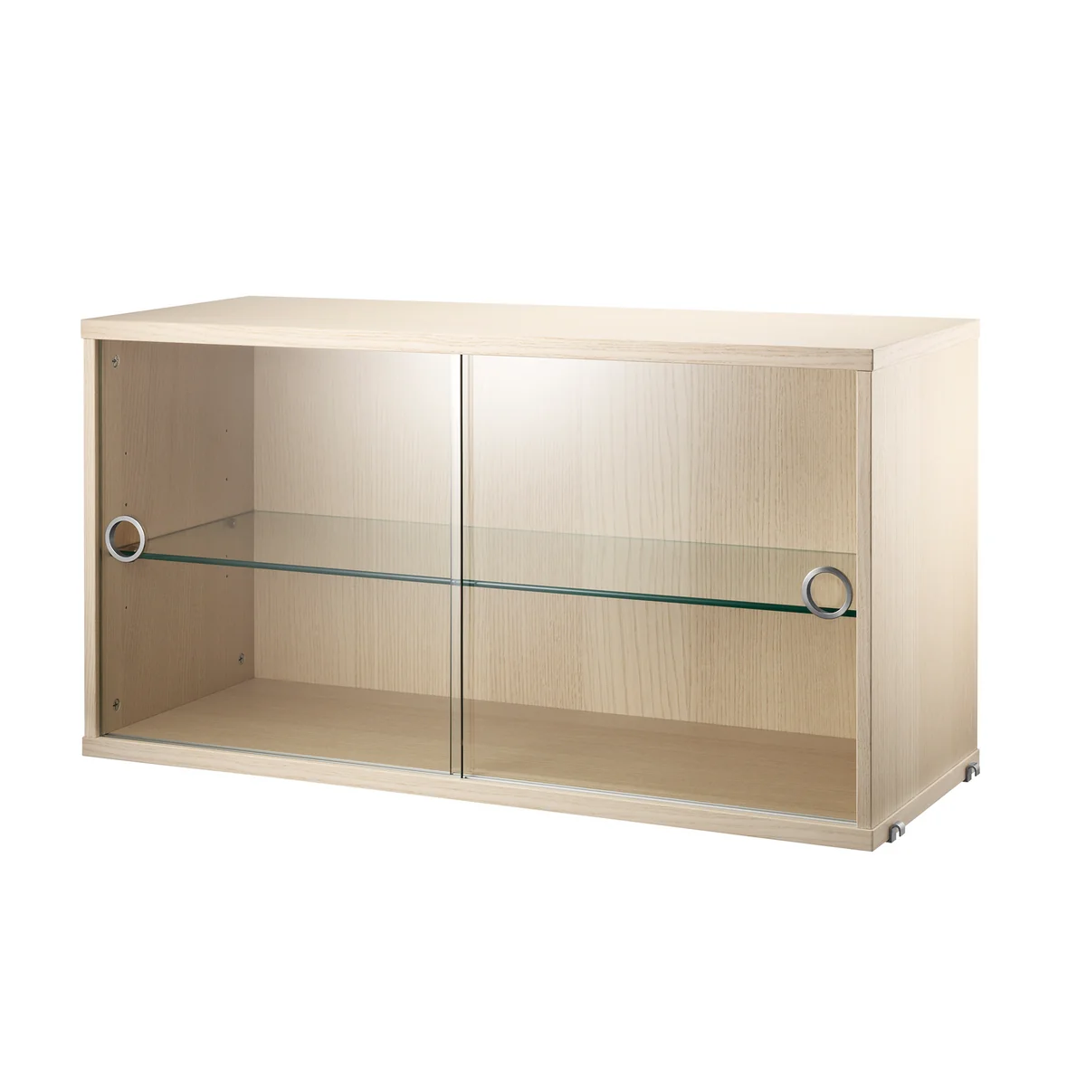 String - Armoire vitrine avec portes coulissantes en verre 78 x 30 cm, frêne