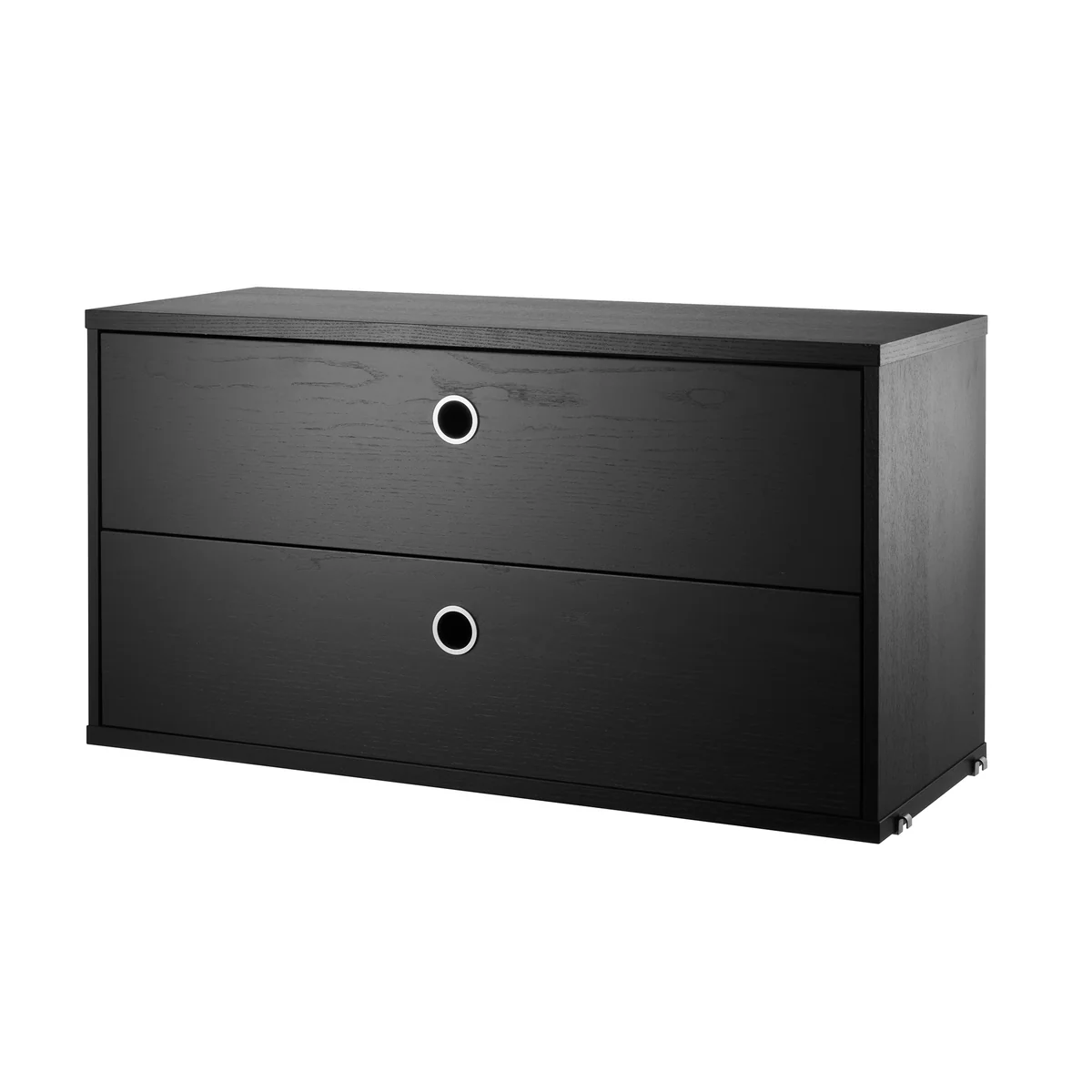 String - Module d'armoire avec tiroirs 78 x 30 cm, frêne teinté noir String - Module d'armoire avec tiroirs 78 x 30 cm, frêne teinté noir