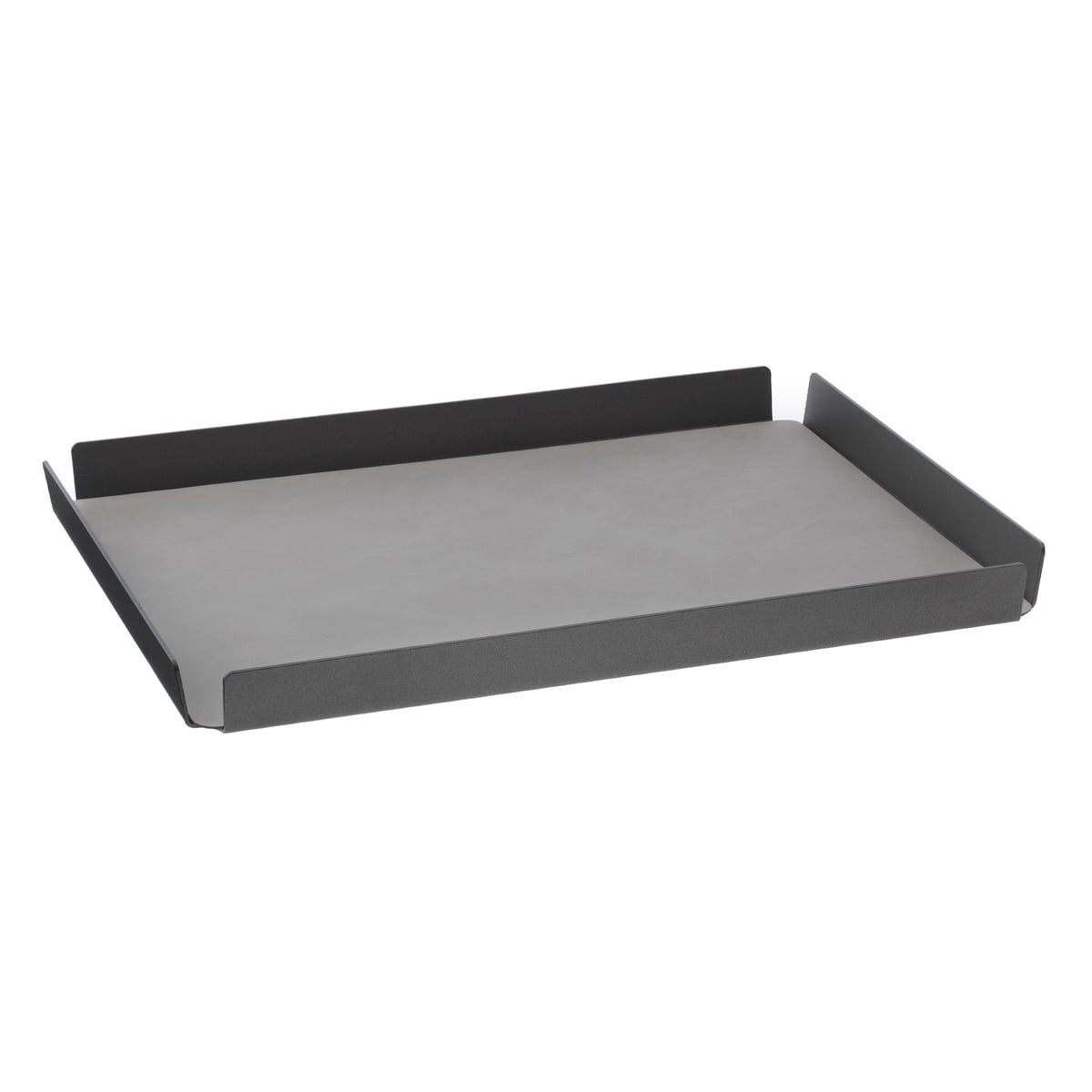 linddna - plateau tray square l 36 x 46 cm, aluminium anthracite, double cloud anthracite / gris clair