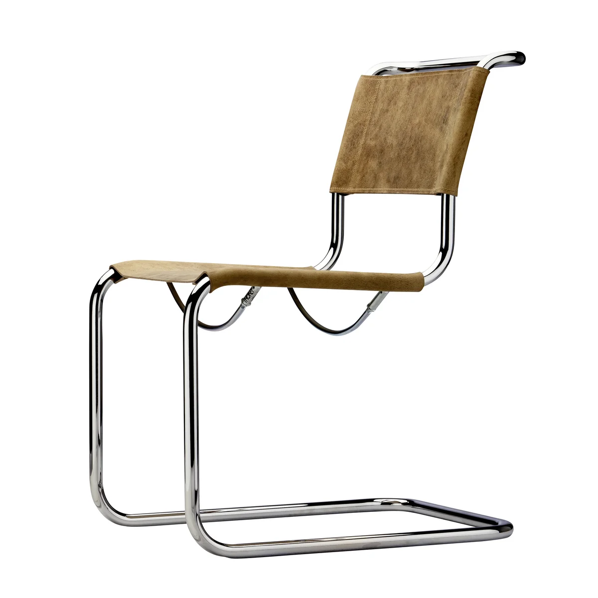Thonet - S 33 Chaise, Chrome / Cuir de buffle brun Thonet - S 33 Chaise, Chrome / Cuir de buffle brun