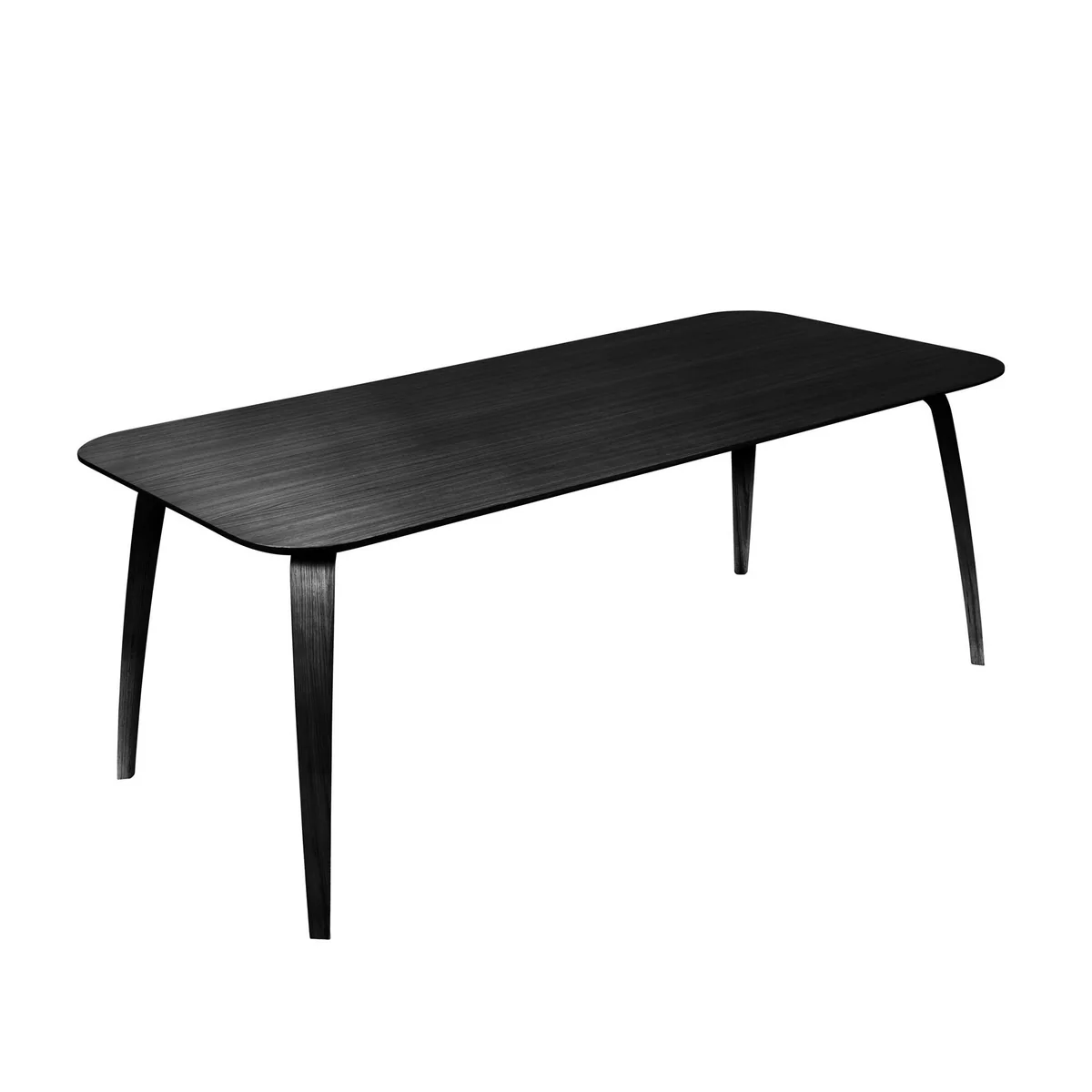 GUBI - Table de salle à manger, rectangulaire / 100 x 200 cm, frêne teinté en noir