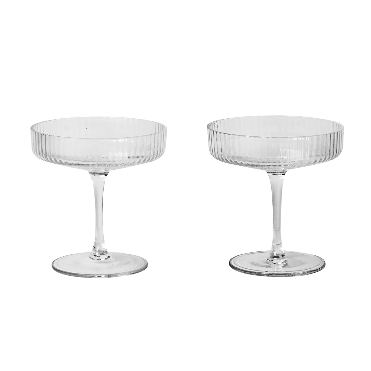 Ferm Living - Verre à pied Ripple Flûte à champagne (set de 2), transparente Ferm Living - Verre à pied Ripple Flûte à champagne (set de 2), transparente