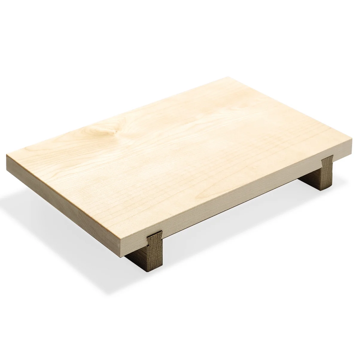 side by side - Planche à découper avec pieds XL 50 x 31 cm, chêne fumé / érable