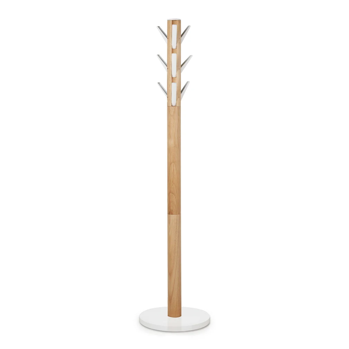 Umbra Flapper - Porte-mantau sur pied, Bois d'h&eacute;v&eacute;a, Blanc/Naturel