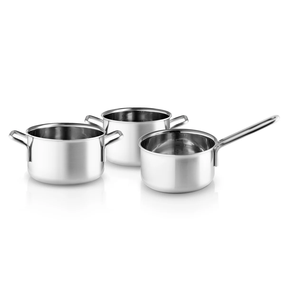 Eva Trio - Batterie de cuisine Multi Set 3&nbsp;pièces, casserole à manche 1,8&nbsp;L&nbsp;/&nbsp;cocotte 2,2&nbsp;L&nbsp;/&nbsp;cocotte 3,6&nbsp;L