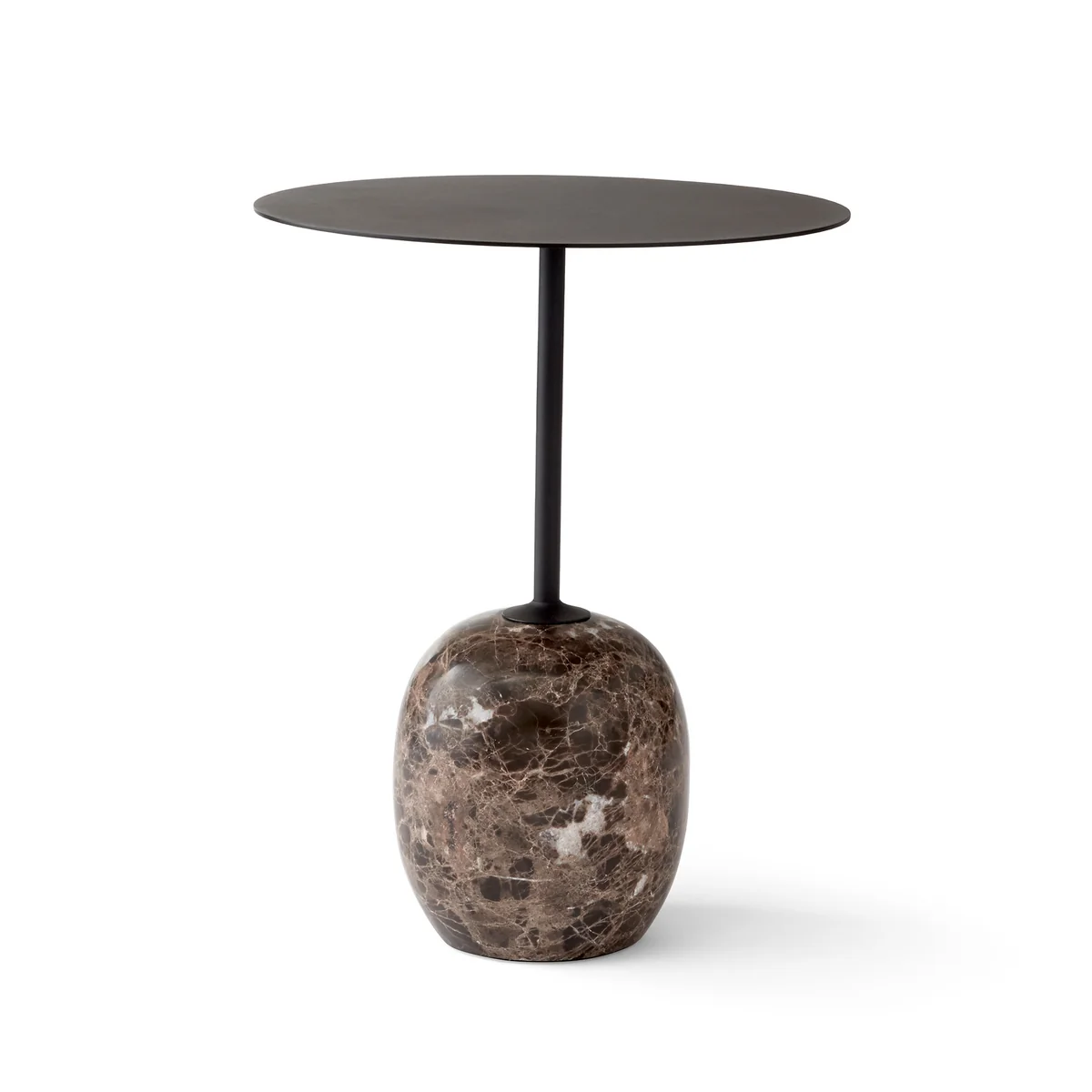 & Tradition - Lato Table d'appoint ronde Ø 40 cm, H 50 cm, warm black / marbre emparador & Tradition - Lato Table d'appoint ronde Ø 40 cm, H 50 cm, warm black / marbre emparador