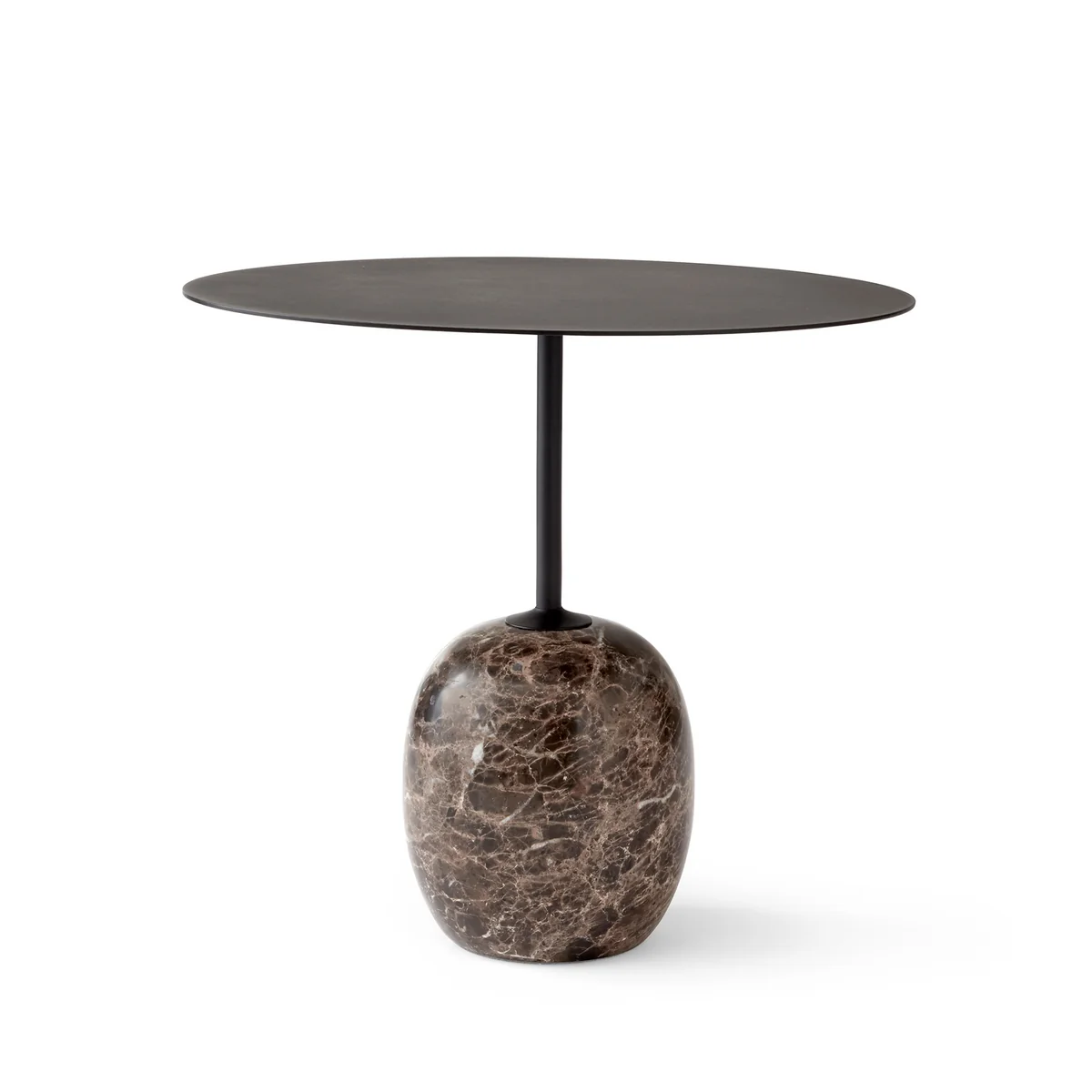& Tradition - Lato Table d'appoint ovale 40 x 50 cm, H 45 cm, warm black / marbre emparador & Tradition - Lato Table d'appoint ovale 40 x 50 cm, H 45 cm, warm black / marbre emparador