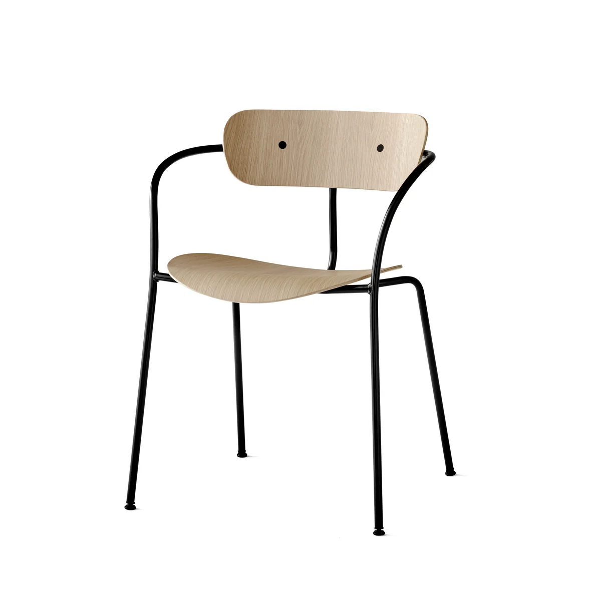 & Tradition - Chaise avec accoudoirs Pavilion, cadre noir / chêne laqué