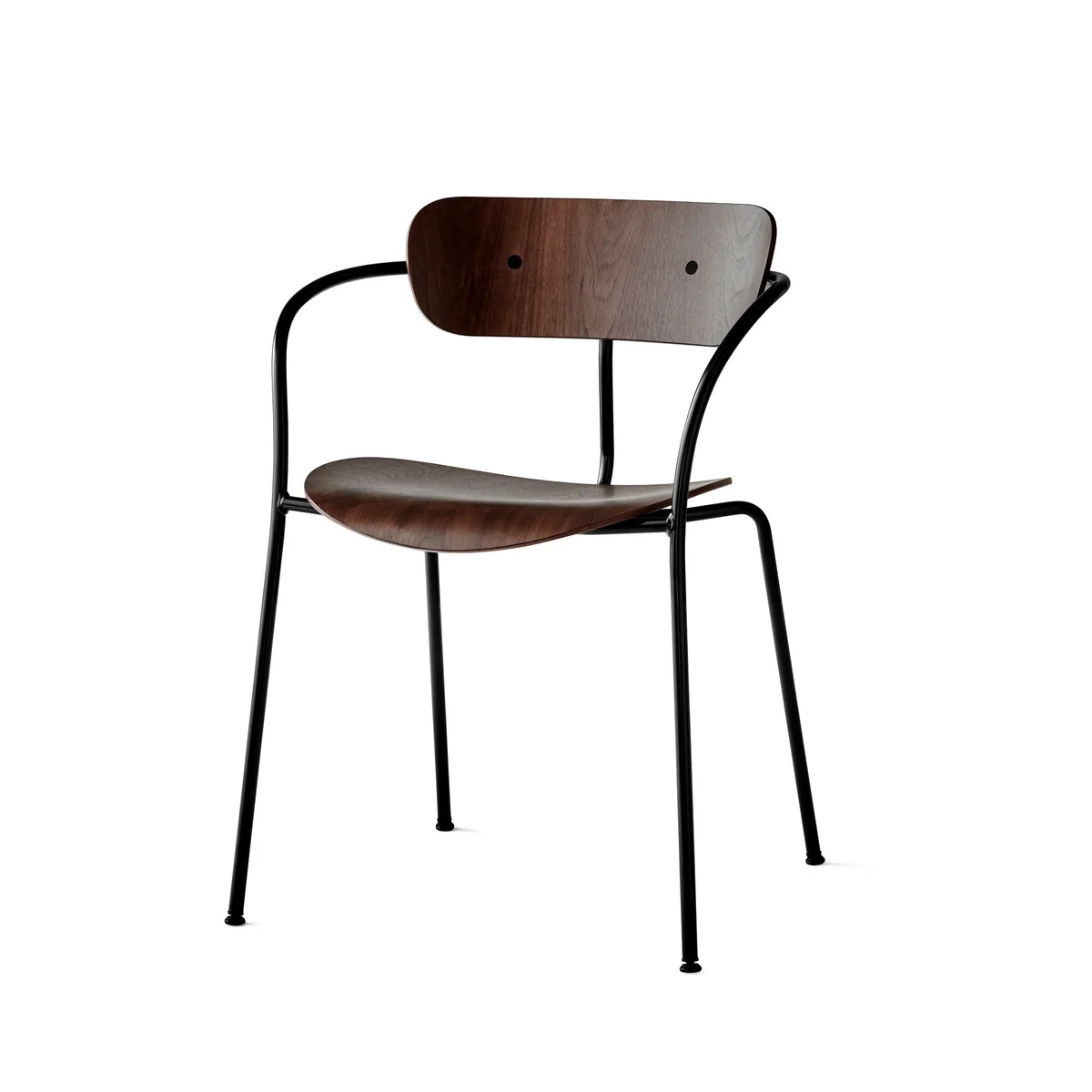& Tradition - Chaise avec accoudoirs Pavilion, cadre noir / noyer laqué