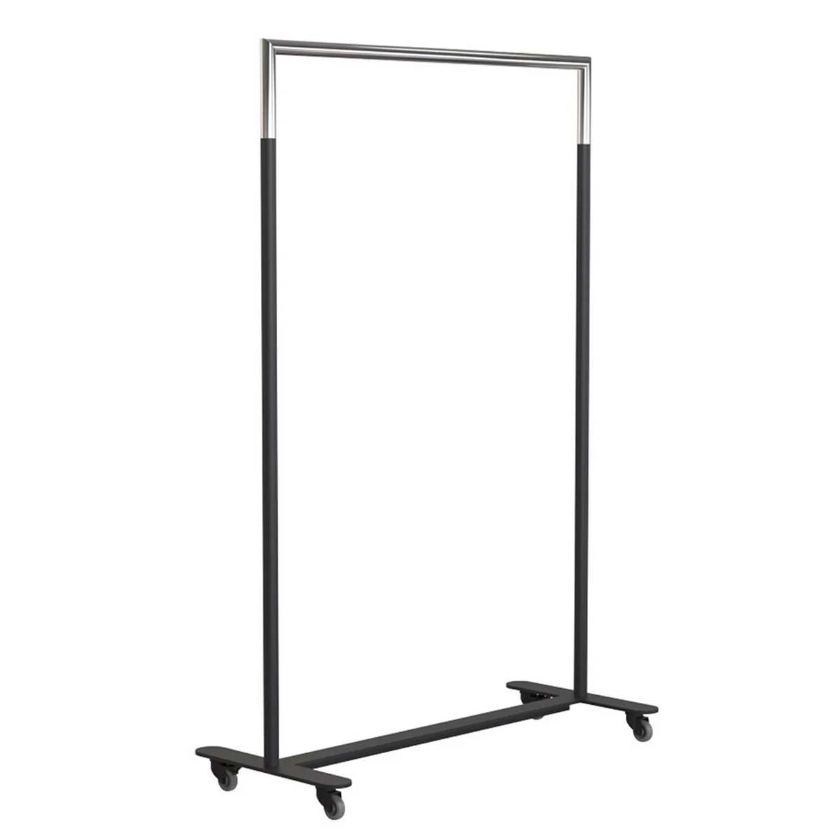 Frost - Bukto Porte-manteau à roulettes de 100 cm, acier inoxydable poli / noir