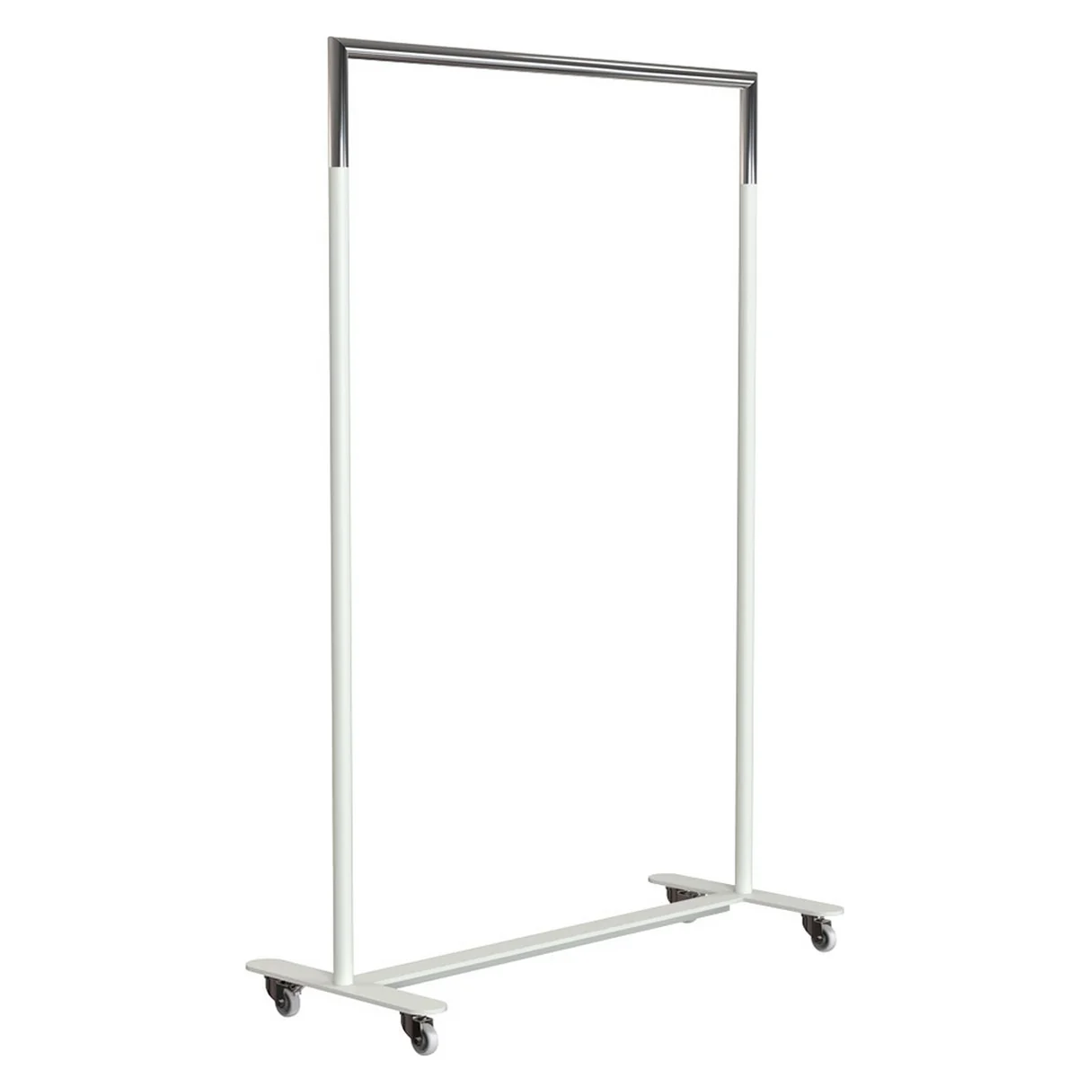 Frost - Bukto Porte-manteau à roulettes de 100 cm, acier inoxydable poli / blanc Frost - Bukto Porte-manteau à roulettes de 100 cm, acier inoxydable poli / blanc