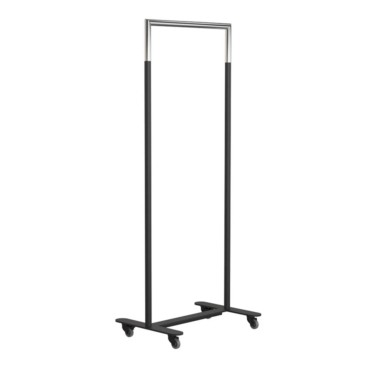 Frost - Bukto Porte-manteau à roulettes de 60 cm, acier inoxydable poli / noir