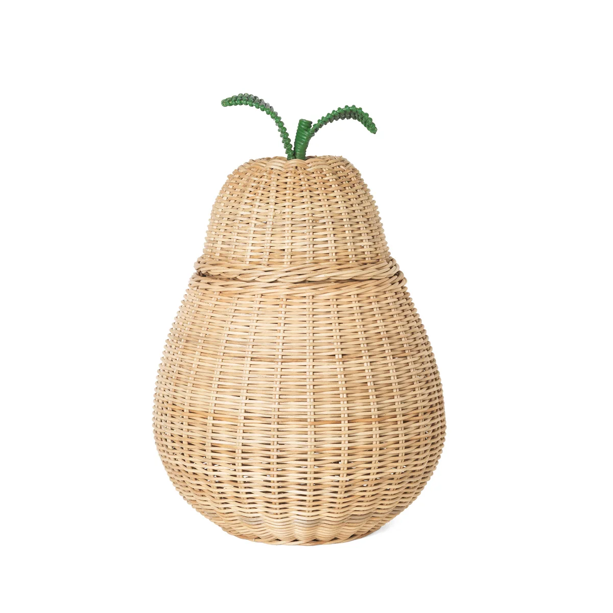 Ferm Living - Panier de rangement en forme de poire H 59 cm, naturel / vert