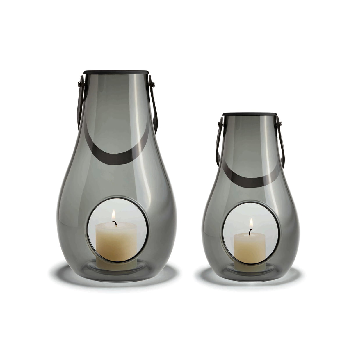 holmegaard - design with light lanterne (ensemble de 2) h 16 cm + 25 cm, fumée