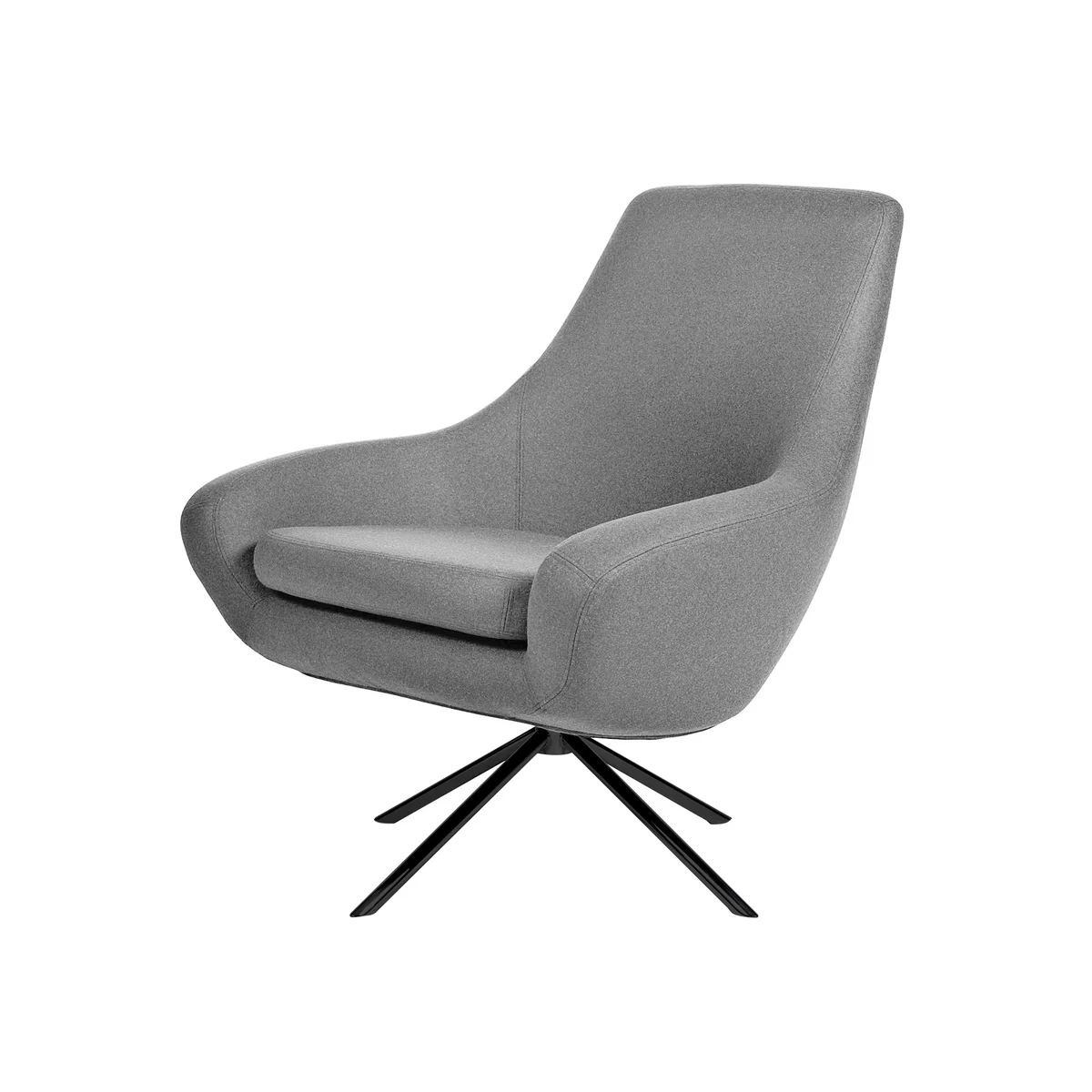 Softline - Noomi Fauteuil Lounge Sessel pivotant - piètement laqué noir - capitonnage gris clair Felt Melange 620 Softline - Noomi Fauteuil Lounge Sessel pivotant - piètement laqué noir - capitonnage gris clair Felt Melange 620