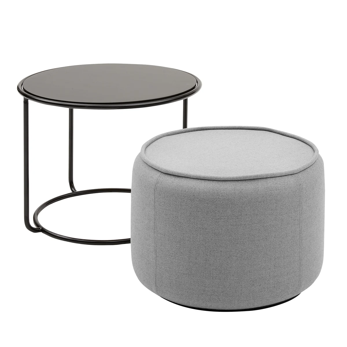 Softline - Tom pouf et table d'appoint, ø 58 x h 47 cm, noir / vision hellgau (445) Softline - Tom pouf et table d'appoint, ø 58 x h 47 cm, noir / vision hellgau (445)