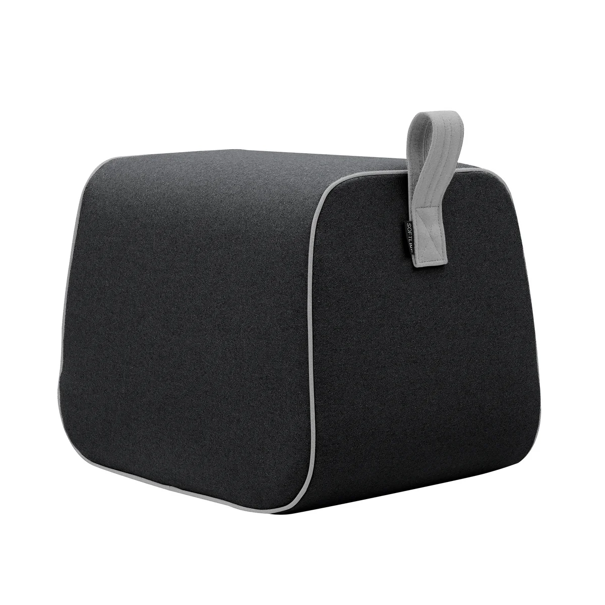 Softline - Tabouret nector, feutre mélangé anthracite (610) / passepoil feutre mélangé gris (620)
