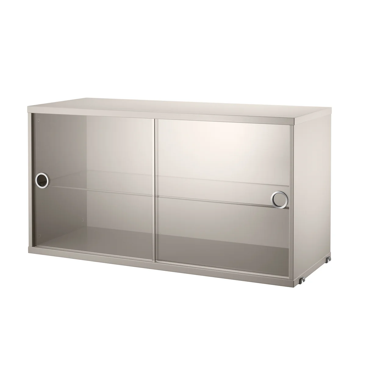 String - Armoire vitrine avec portes coulissantes en verre 78 x 30 cm, beige String - Armoire vitrine avec portes coulissantes en verre 78 x 30 cm, beige