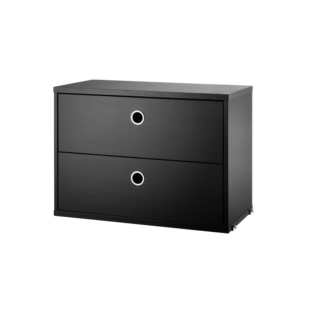 String - Module d'armoire avec tiroirs 58 x 30 cm, frêne teinté noir String - Module d'armoire avec tiroirs 58 x 30 cm, frêne teinté noir