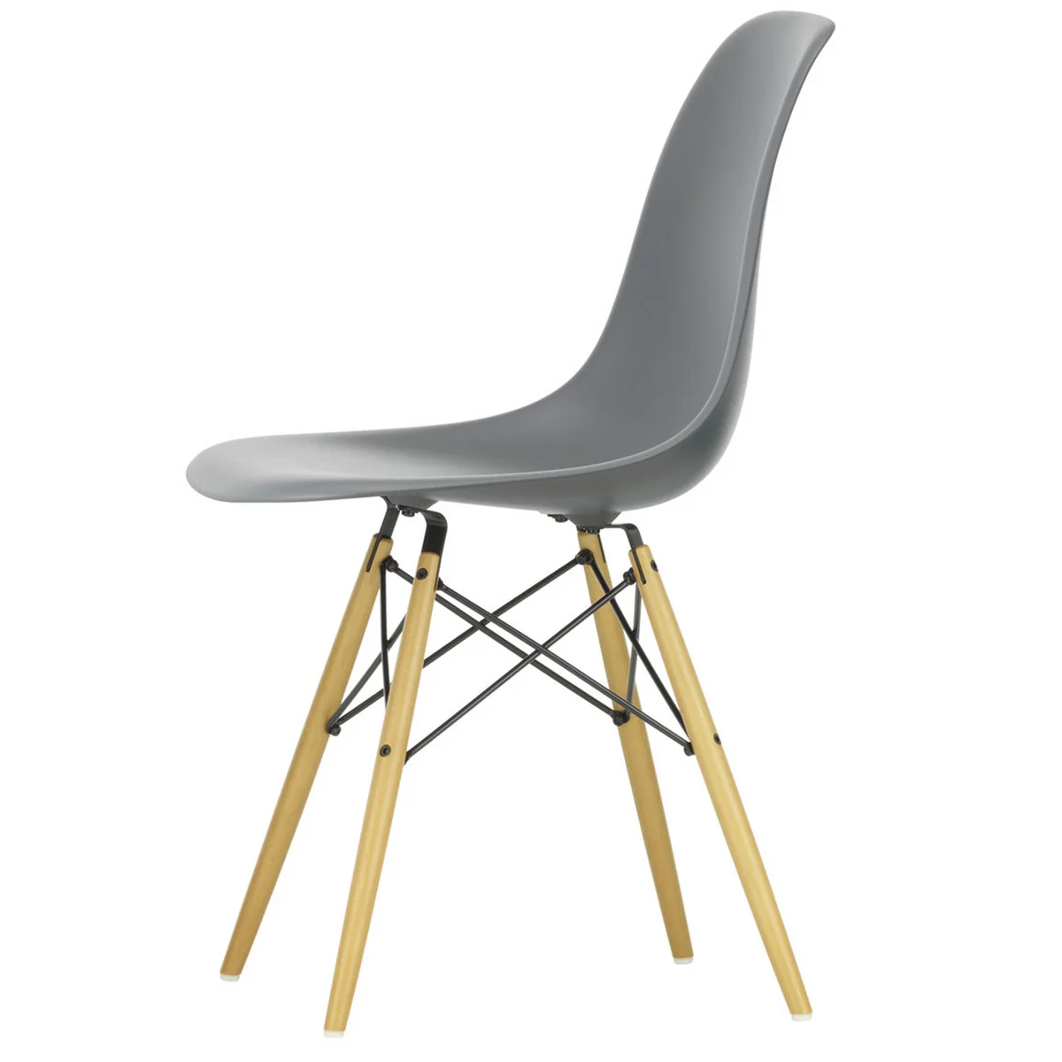 Vitra - Eames Plastic Side Chair DSW RE, érable jaunâtre / gris granit (patins en feutre basic dark)