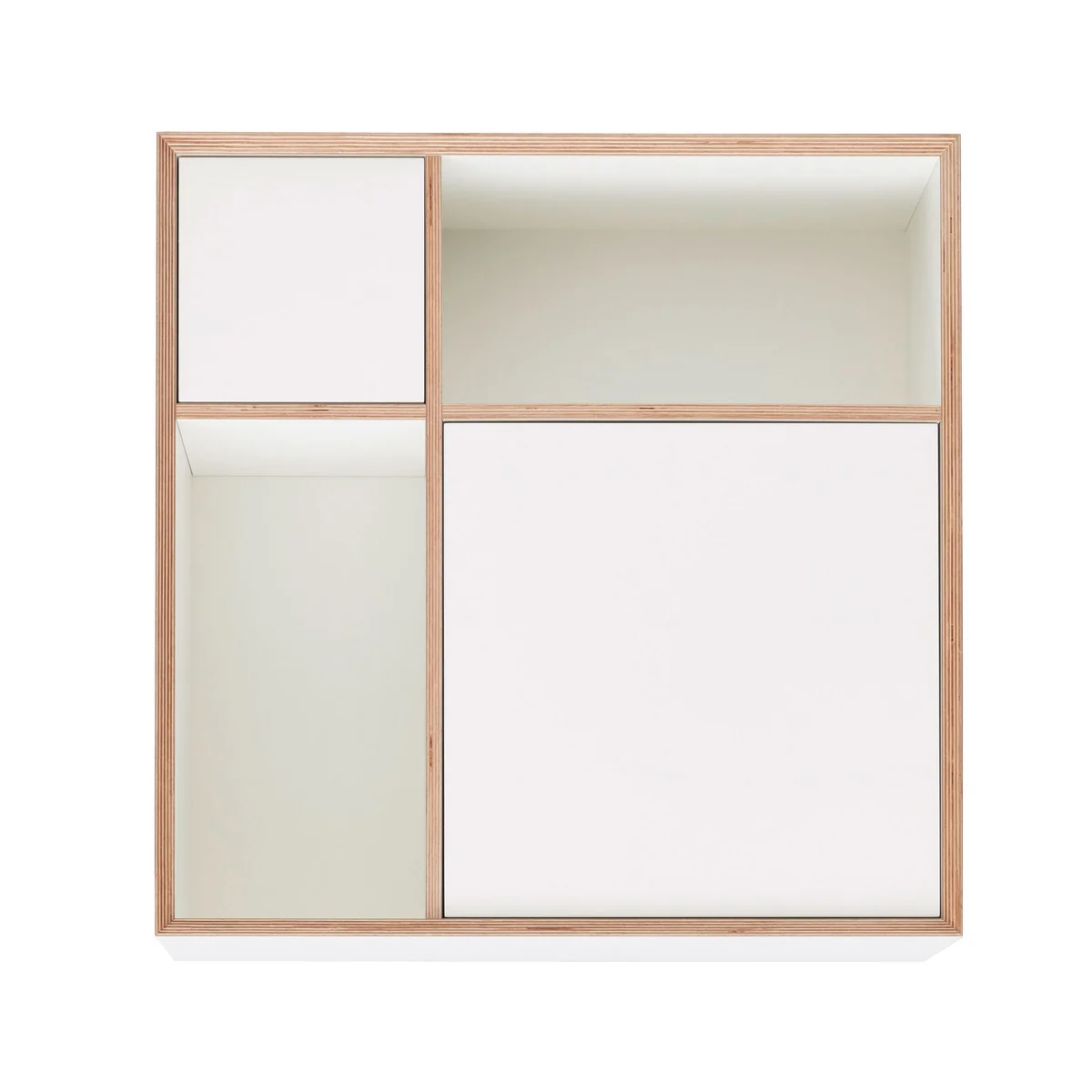 Müller möbelwerkstätten - Vertiko ply sideboard three, façades cpl blanc pur (ral 9010) / chants en bouleau