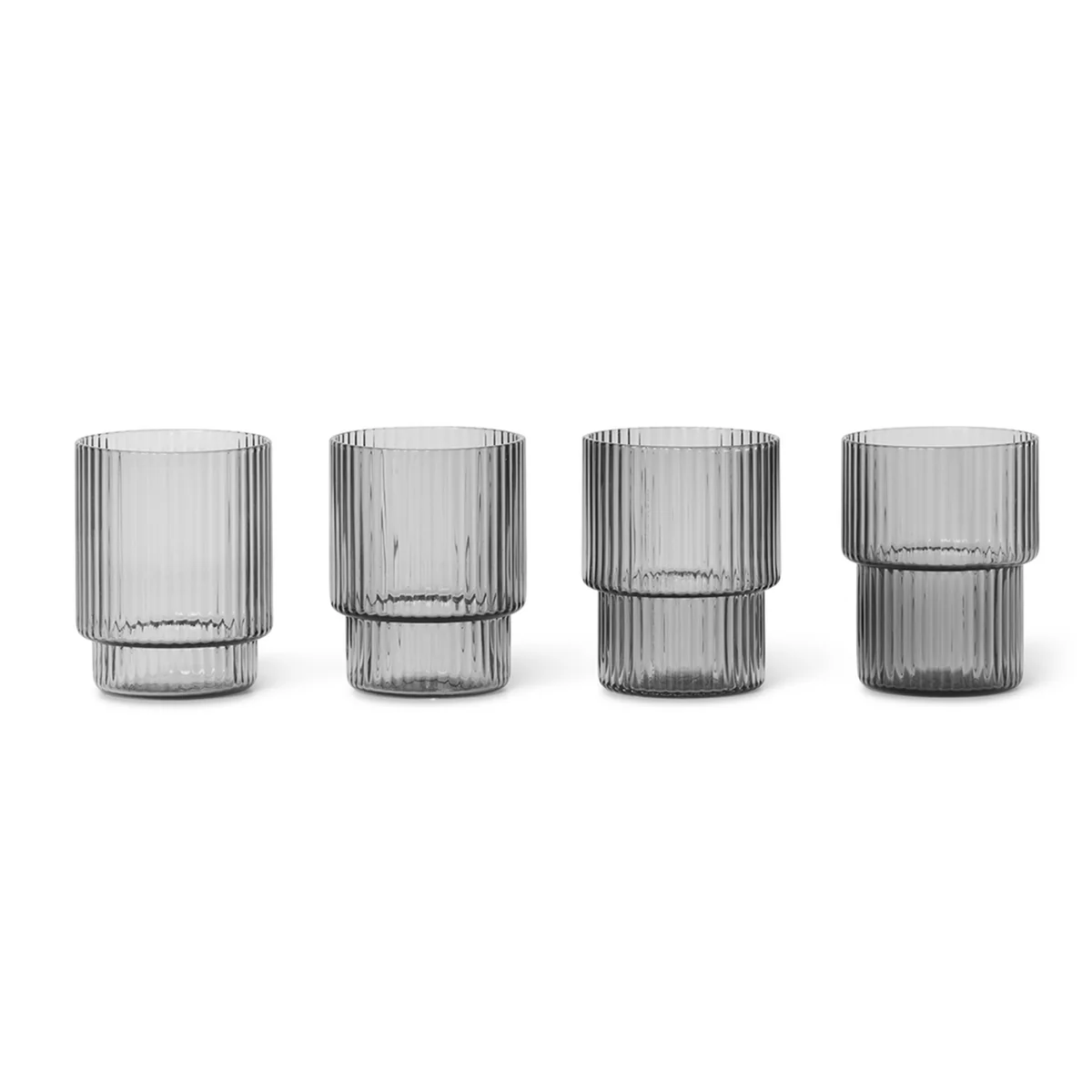 Ferm Living - Ripple Verres, smoked grey (set de 4)