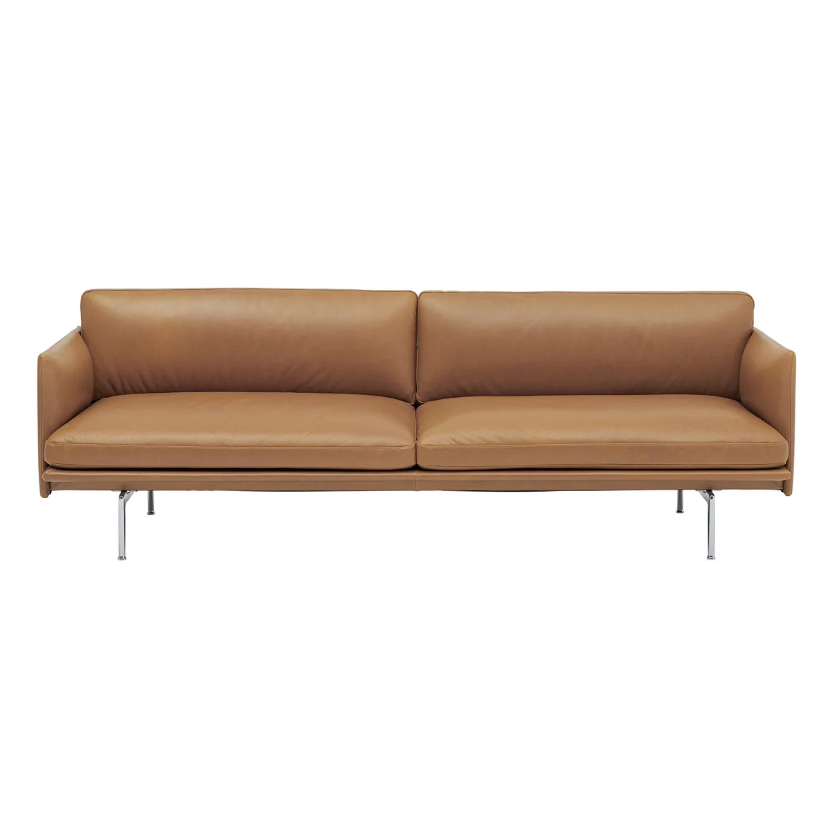 Muuto - Outline Canapé 3 places, cognac Refine Cuir / aluminium poli Muuto - Outline Canapé 3 places, cognac Refine Cuir / aluminium poli