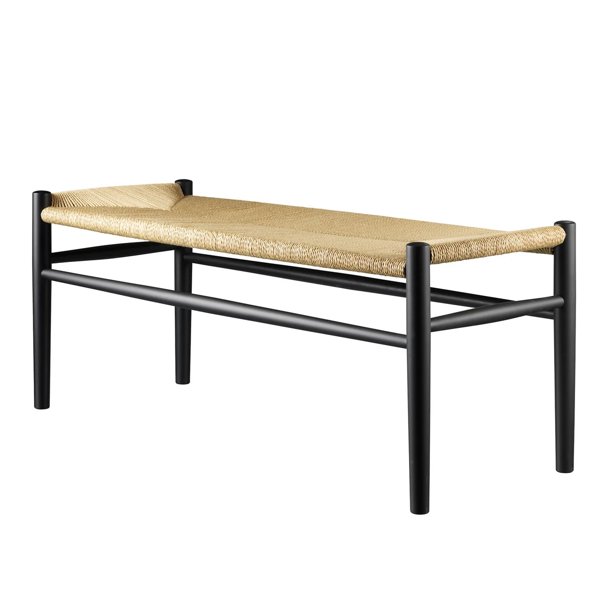 FDB Møbler - J83B Banc, hêtre laqué noir / tressage naturel FDB Møbler - J83B Banc, hêtre laqué noir / tressage naturel