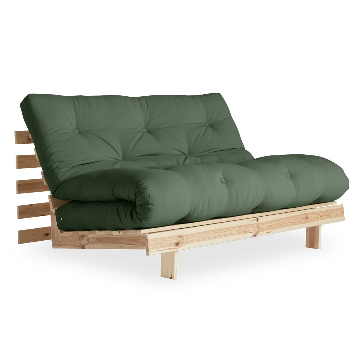 Karup - Roots Canapé-lit, 140 x 200 cm, pin naturel / vert olive (756) Karup - Roots Canapé-lit, 140 x 200 cm, pin naturel / vert olive (756)