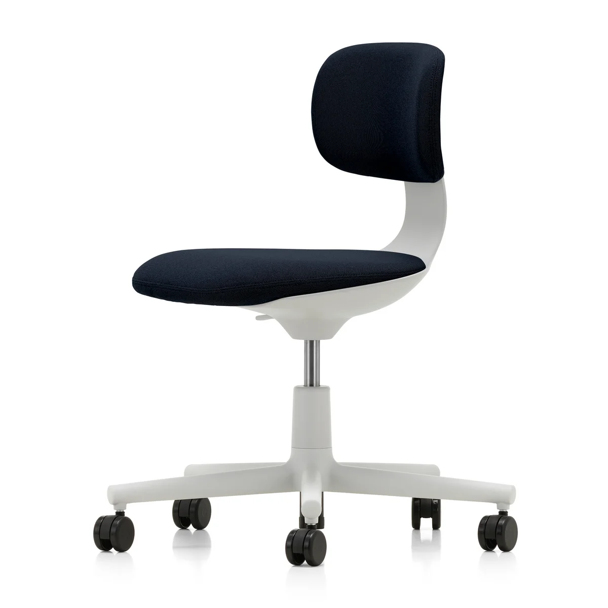 Vitra - Rookie Chaise de bureau, soft grey / Volo bleu nuit (roulettes pour sols durs) Vitra - Rookie Chaise de bureau, soft grey / Volo bleu nuit (roulettes pour sols durs)