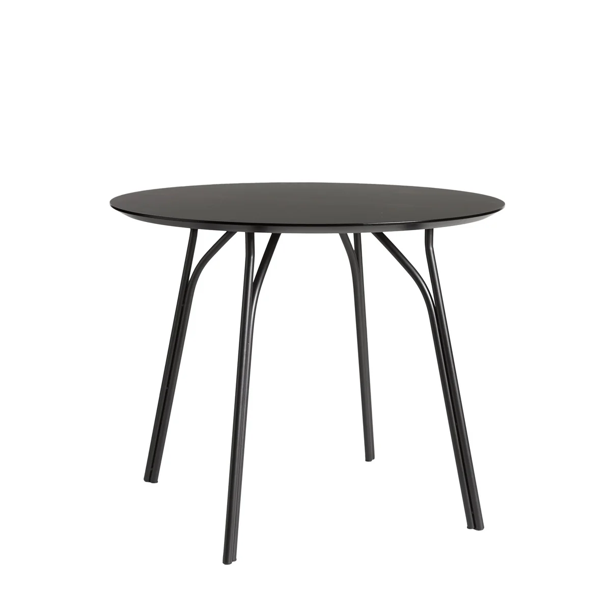 Woud - Table d'arbre ø 90 cm, plateau charbon de bois / pieds noirs
