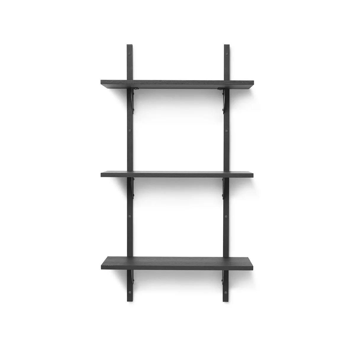 Ferm Living - Etagère murale secteur triple, 54 cm, noir cendre / noir laiton Ferm Living - Etagère murale secteur triple, 54 cm, noir cendre / noir laiton