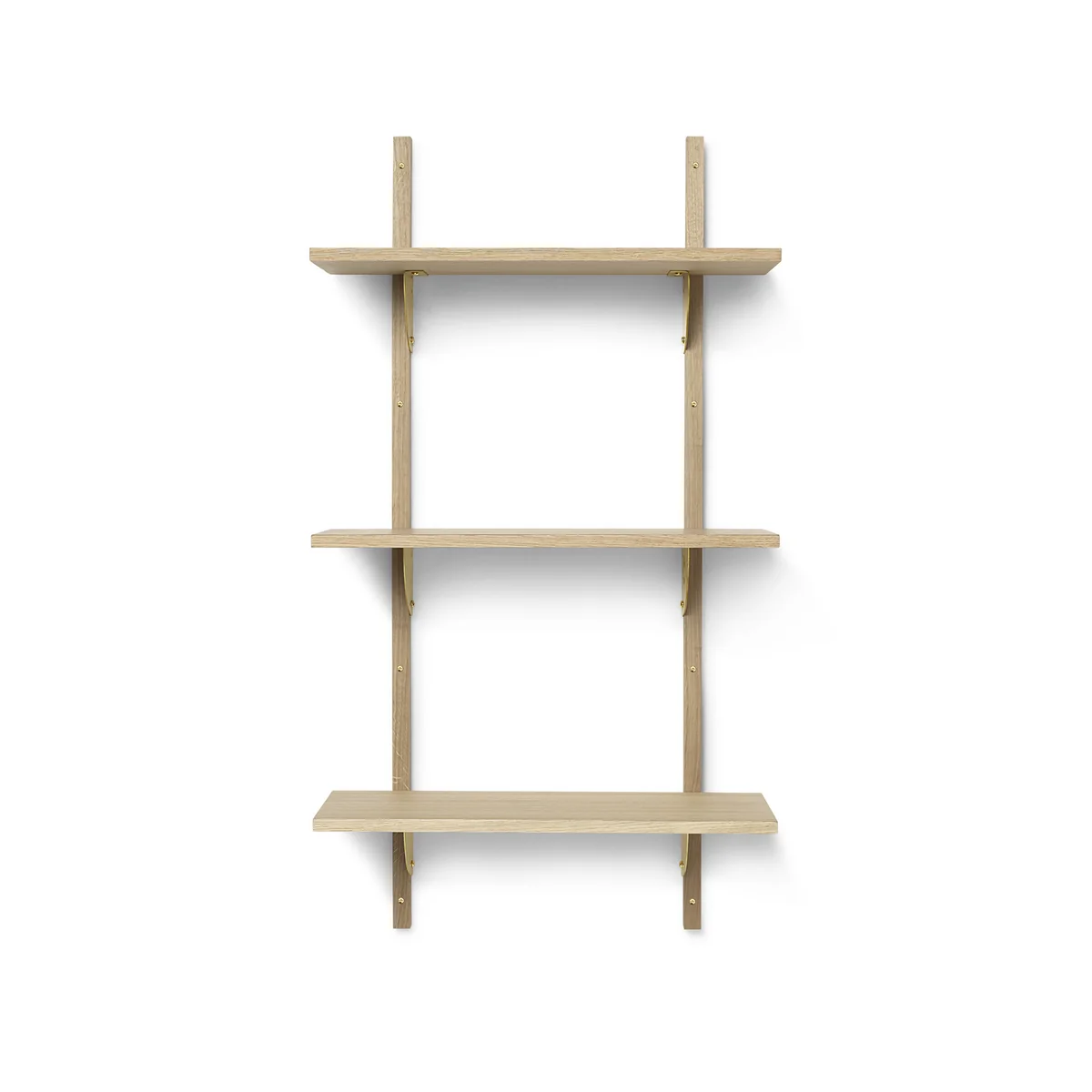 Ferm Living - Etagère murale secteur triple, 54 cm, chêne / laiton Ferm Living - Etagère murale secteur triple, 54 cm, chêne / laiton