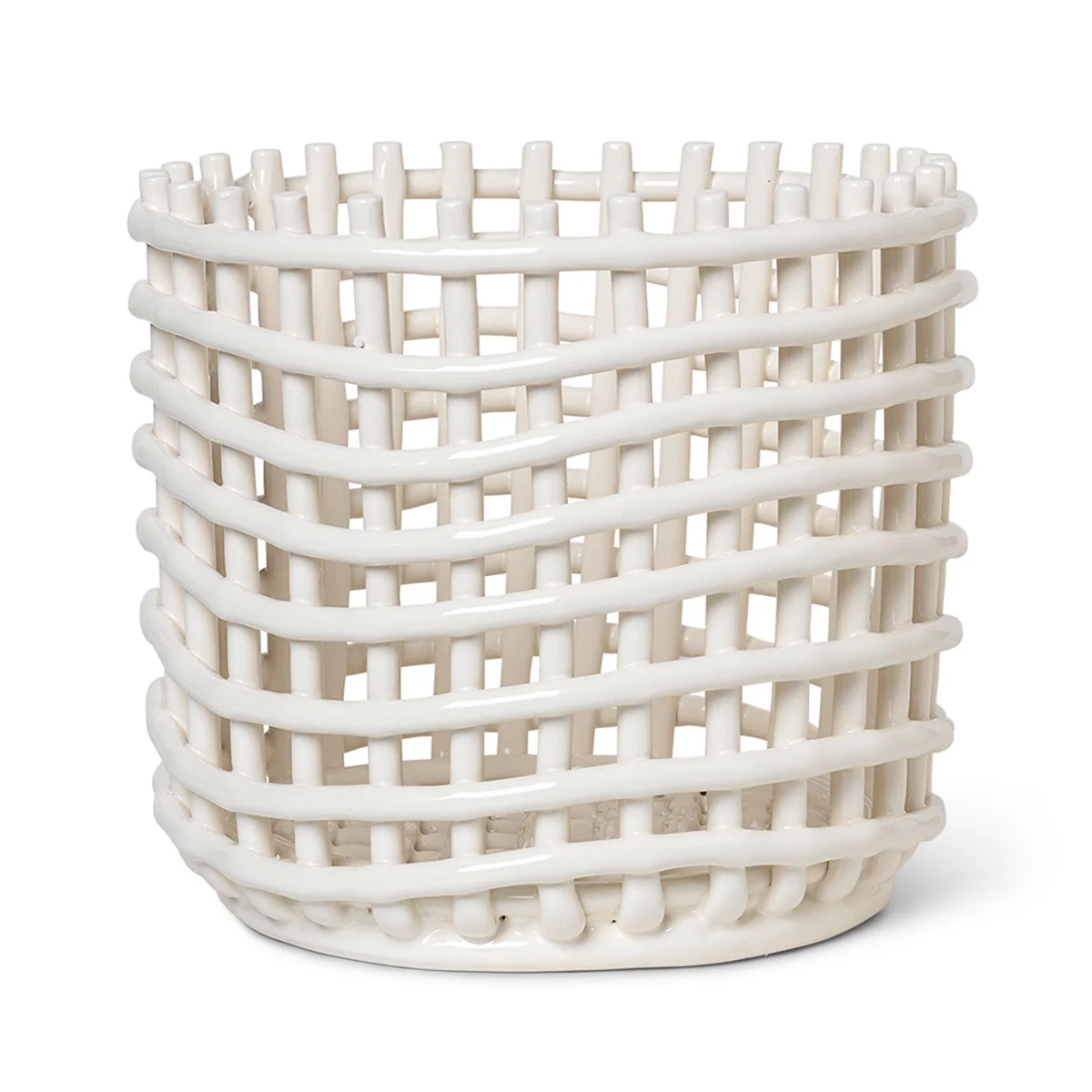 Ferm Living - Corbeille en céramique, grande, blanc cassé Ferm Living - Corbeille en céramique, grande, blanc cassé
