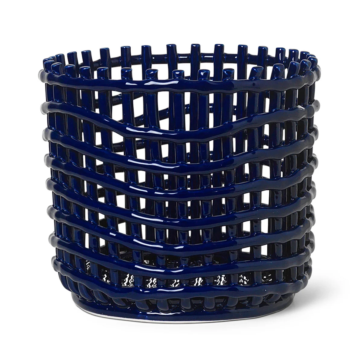 Ferm Living - Corbeille en céramique, grande, bleue Ferm Living - Corbeille en céramique, grande, bleue