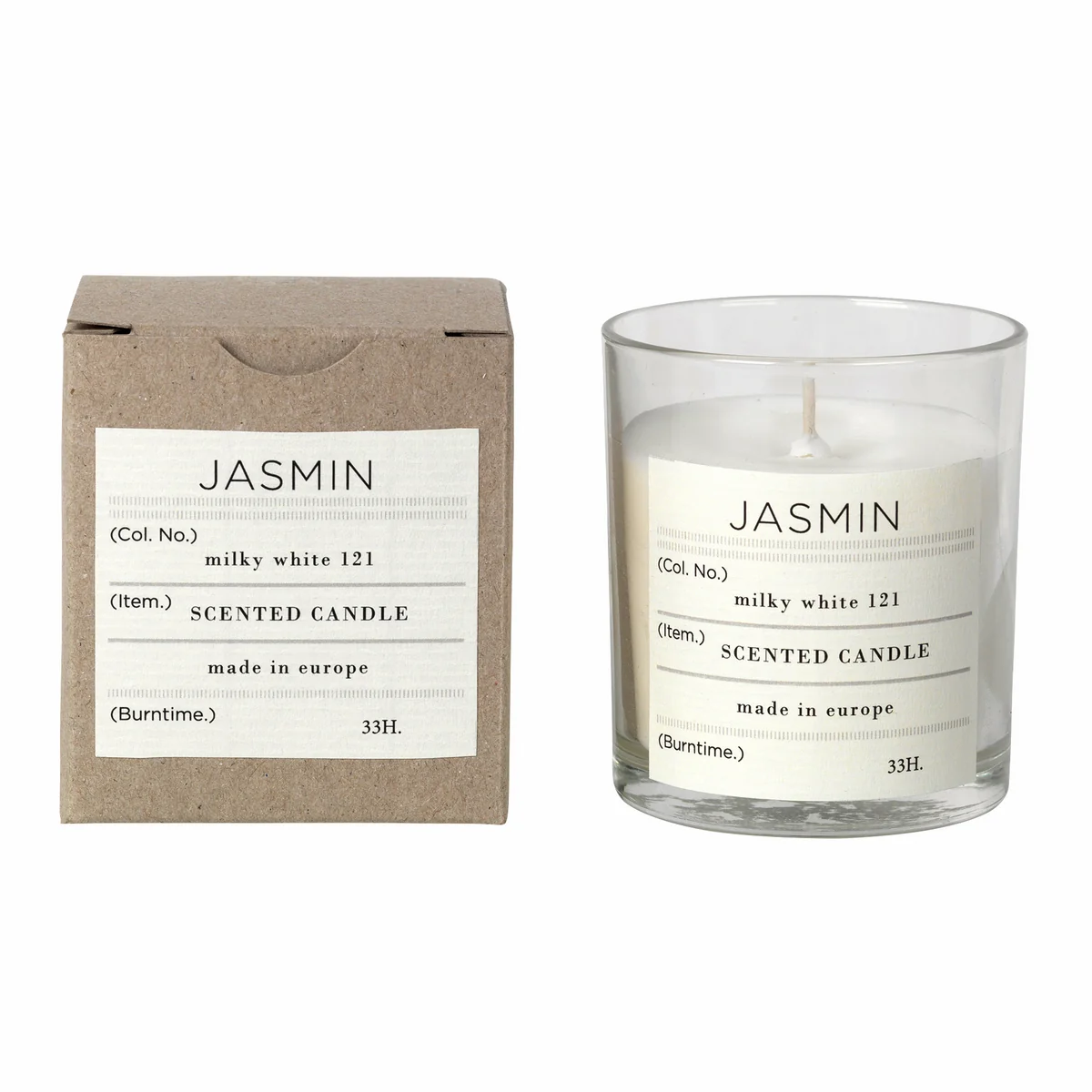 Broste Copenhagen - Bougie parfumée au jasmin, Ø 8 x H 8 cm, blanc Broste Copenhagen - Bougie parfumée au jasmin, Ø 8 x H 8 cm, blanc