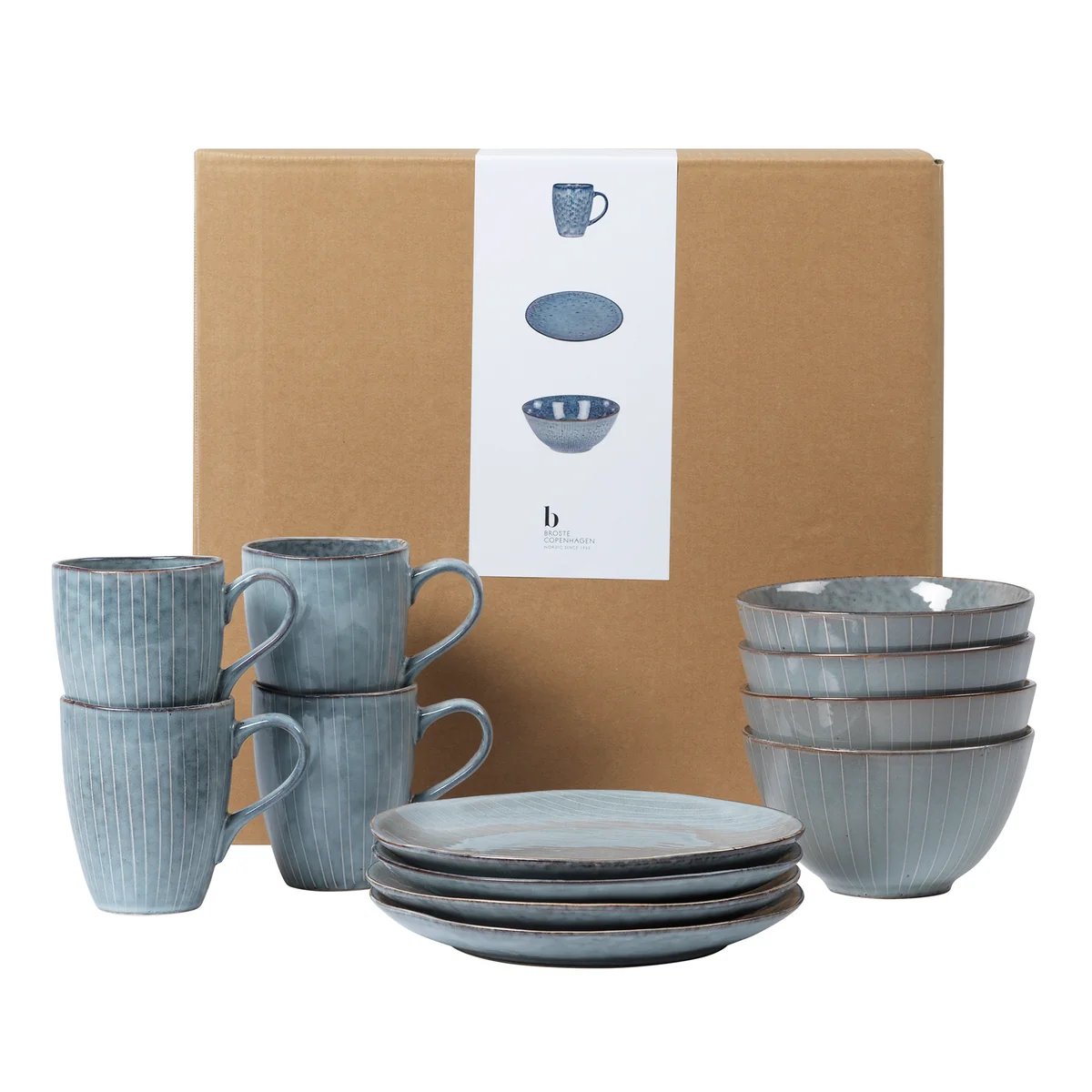 Broste Copenhagen - Nordic Sea Set de petit déjeuner, soft blue (12 pièces) Broste Copenhagen - Nordic Sea Set de petit déjeuner, soft blue (12 pièces)