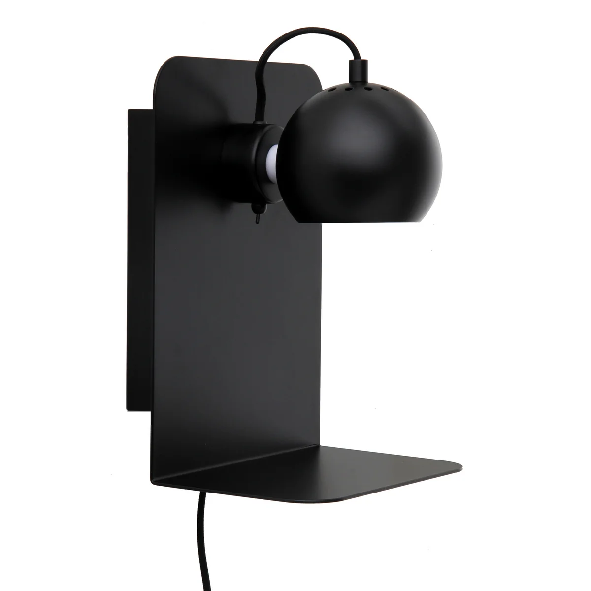 Frandsen - Ball Lampe murale USB avec étagère, noir mat Frandsen - Ball Lampe murale USB avec étagère, noir mat